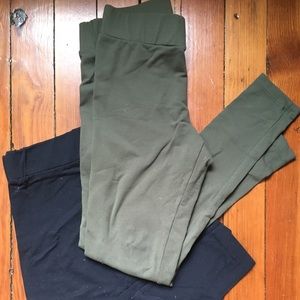 Bundle of 2 quality leggings: black and army green